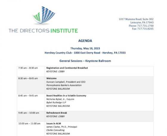 2023 Directors Institute Agenda