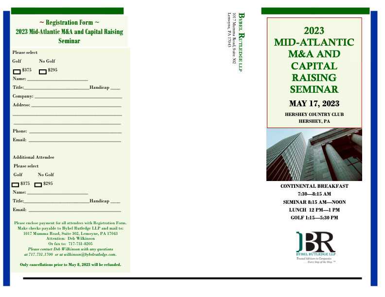 2023 Mid-Atlantic M&A and Capital Raising and Directors Institute Brochure