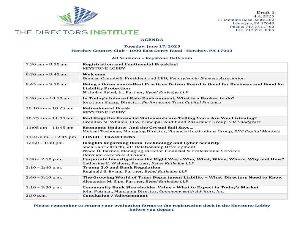 2025 Directors Institute Brochure
